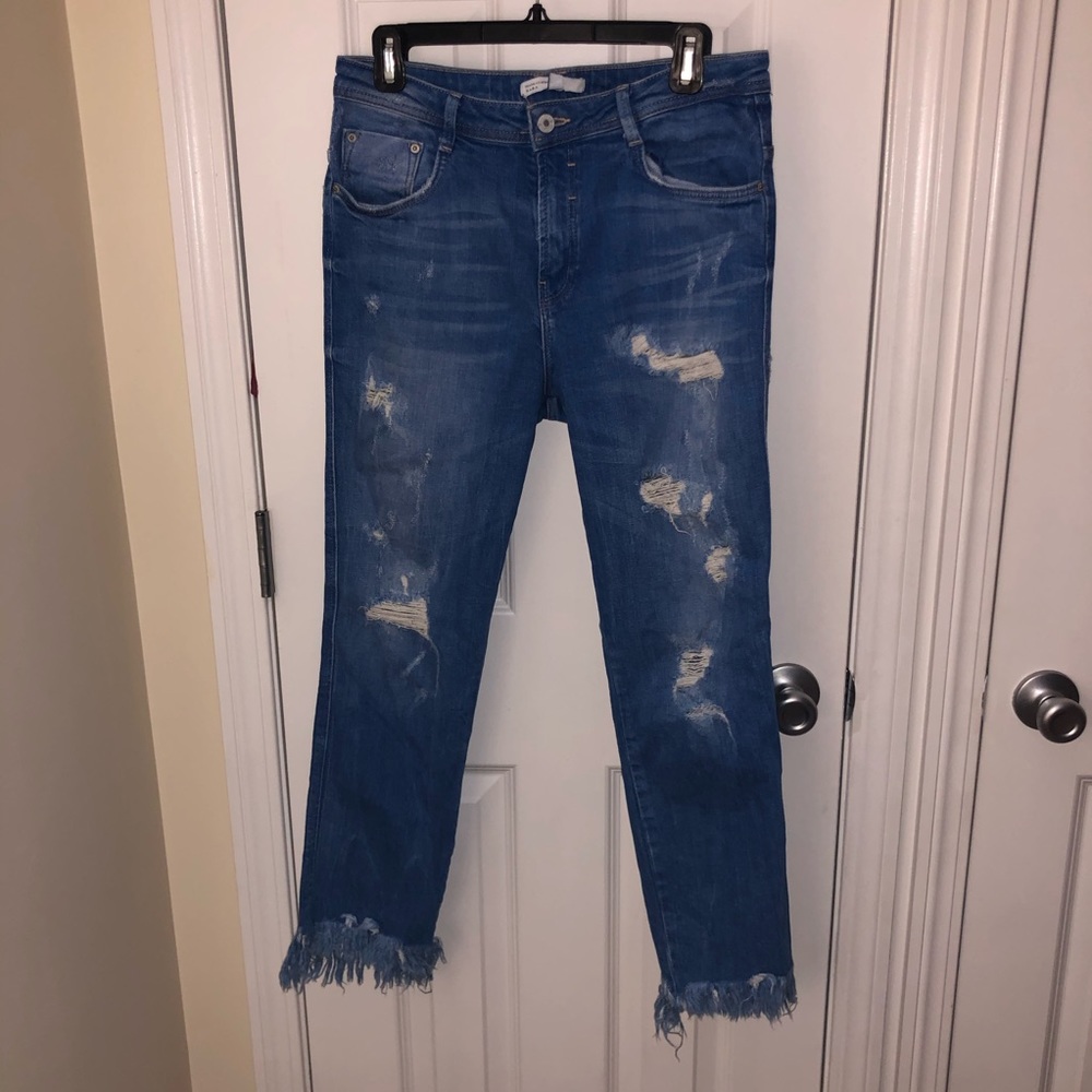 Zara frayed hem ankle jeans